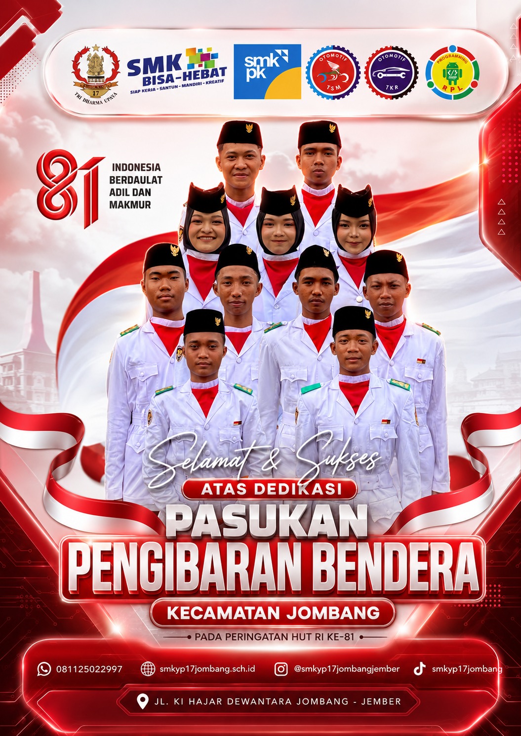 Semarak HUT ke-81 Kemerdekaan Republik Indonesia, SMK YP 17 Jombang Jember Ikuti Upacara dan Beragam Perlombaan